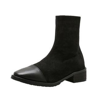 Cap Toe Block Heel Short Boots