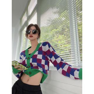 Check Cardigan Green - One Size