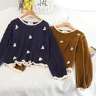 Pompom Eyelet Knit Sweater