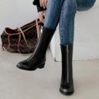 Faux Leather Low-heel Zip Short Boots