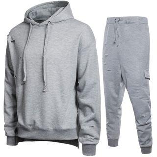 Set: Ripped Hoodie + Ripped Drawstring Sweatpants