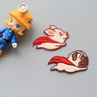 Superhero Pig / Dog Embroidered Patch / Brooch