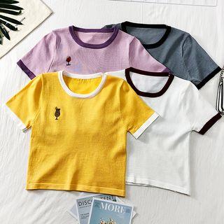 Colorblock Printed Crop Top