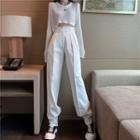 Button-hem Wide-leg Dresss Pants