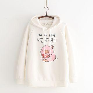 Pig Print Fleece-lined Oversize Hoodie