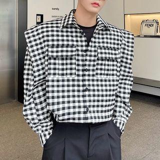 Padded-shoulder Check Shirt
