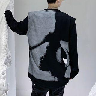 Long-sleeve Print Mock Two Piece Top