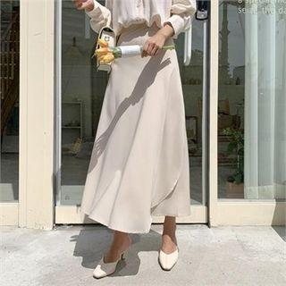 Tie-waist Wrap Skirt Beige - One Size