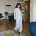 Set: Plain Sweatshirt + Wide-leg Jogger Pants