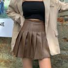 Faux Leather Mini Pleat Skirt