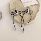 Alloy Bow Earring 1 Pair - Silver & Black - One Size