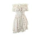 Off-shoulder Ruffle-trim Asymmetrical Dress