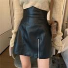 Faux-leather High-waist Skirt