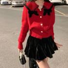 Bow Collared Cardigan / A-line Skirt
