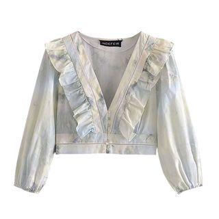 Ruffle Trim Tie Dye Blouse