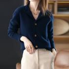 Stand Collar Button-up Knit Cardigan