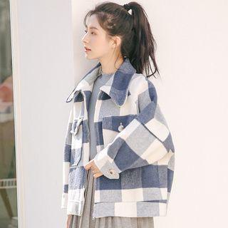 Plaid Cropped Zip Coat