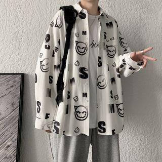 Long Sleeve Devil Print Shirt