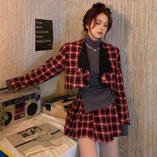 Plaid Blazer / Mini A-line Skirt / Top