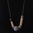 Geometric Ball Wooden Long Necklace