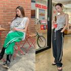 Striped Track Pants With Cord