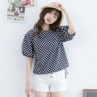 Drawstring Dotted Top