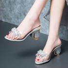 Embellished Chunky Heel Slide Sandals