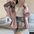 Plaid Panel Shirt / Lace Trim Tank Top / Frayed Trim Denim Shorts (various Designs)