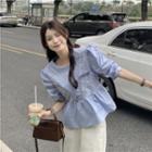 Mock Two-piece Short-sleeve Frill Trim Blouse / A-line Dress