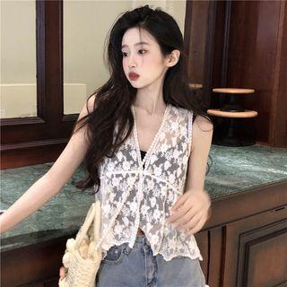 Floral Print Lace Vest