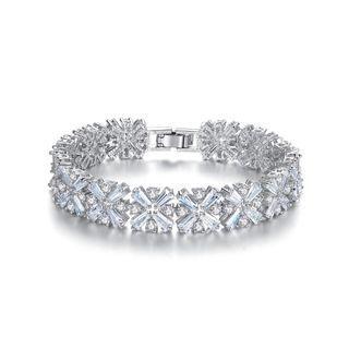Elegant And Bright Cross Cubic Zirconia Bracelet 17cm Silver - One Size