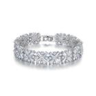 Elegant And Bright Cross Cubic Zirconia Bracelet 17cm Silver - One Size
