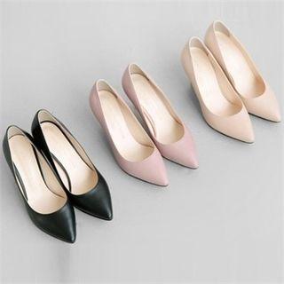 Pointy-toe Genuine-leather Pumps