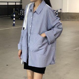 Oversized Striped Shirt As Shown In Figure - One Size
