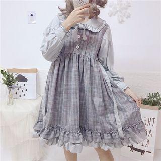 Long-sleeve Peter Pan Collar Plaid Dress
