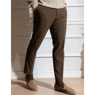 Band-waist Napped Straight-cut Dress Pants