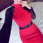 Long Sleeves Lace Panel Dress