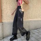 High-waist Heart Splatter Print Wide-leg Jeans