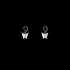 Shell Butterfly Dangle Earring 1 Pair - White & Gold - One Size