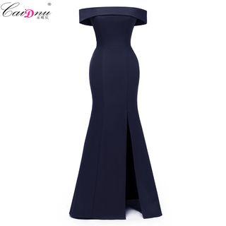 Short-sleeve Off Shoulder Maxi Mermaid Dress