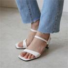Croc-grain Kitten-heel Sandals