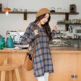 Flannel Plaid Hoodie Dress