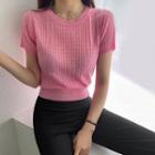 Sheer Cable-knit Crop Top