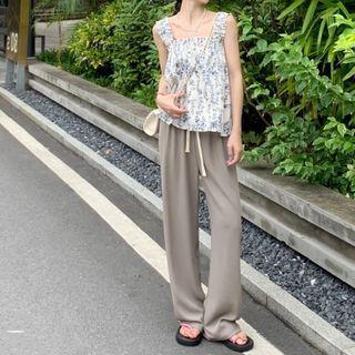 Floral Camisole Top / High Waist Wide Leg Pants / Set