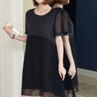 Mesh Short Sleeve Sheath Dress