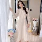 Long-sleeve Plain Knit A-line Dress