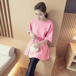 Plain Elbow Sleeve Dress