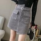 High-waist Asymmetrical Corduroy Mini Skirt