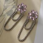 Flower Faux Crystal Chain Dangle Earring / Necklace