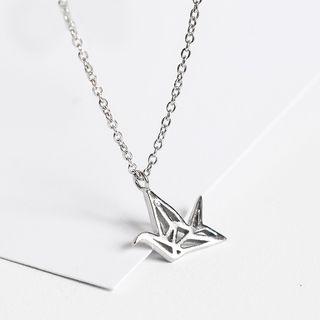 925 Sterling Silver Origami Crane Pendant Necklace As Shown In Figure - One Size